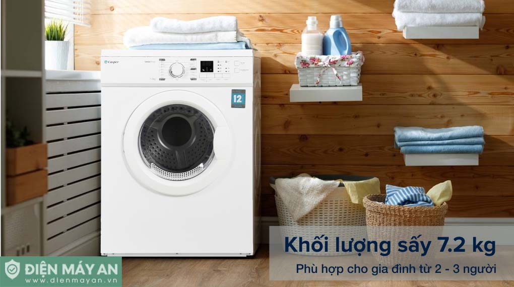 Máy Sấy Thông Hơi Casper 7.2 Kg TD-72VWD - khối lượng sấy